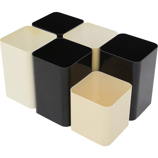 Cestino vintage in plastica bianca o nera per Kartell, 1960