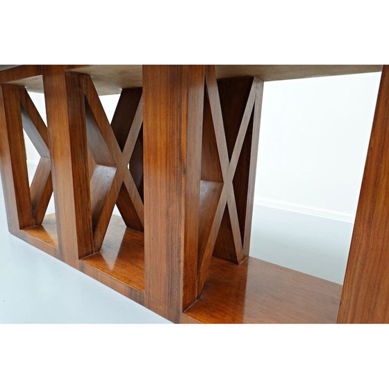 Image 1 of Pair of vintage walnut consoles, Italy 1940