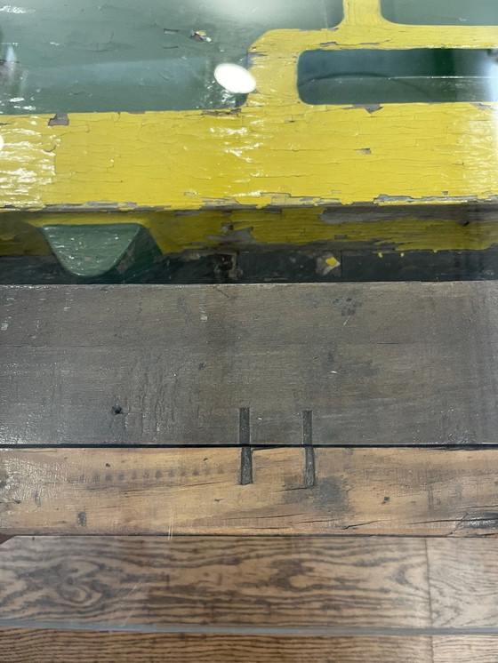 Image 1 of Unique industrial table made of wood negative mold of locomotive engine