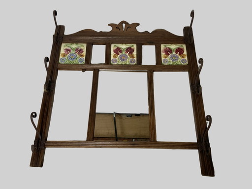 Art Nouveau Coat Rack With Tiles