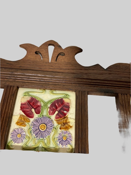 Image 1 of Art Nouveau Coat Rack With Tiles