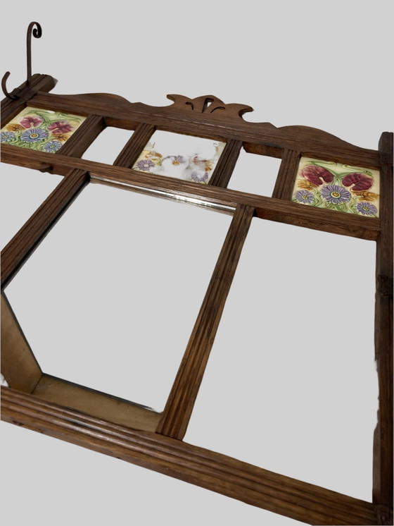 Image 1 of Art Nouveau Coat Rack With Tiles