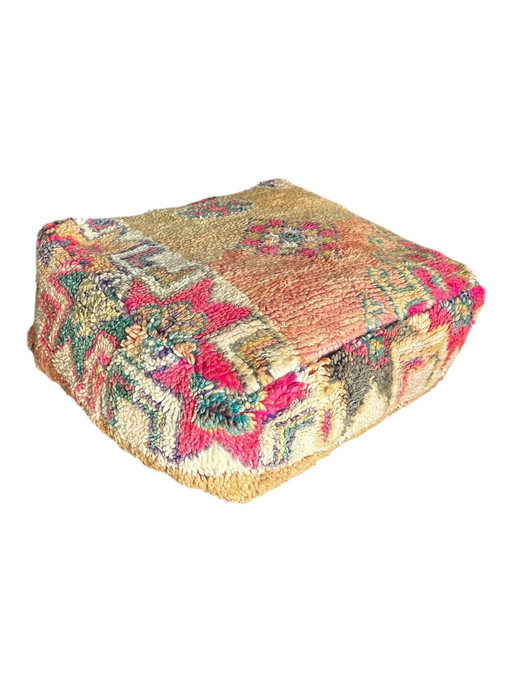 Moroccan wool floor cushion pink 60 x 60 x 25 cm 