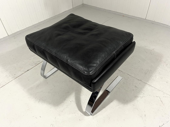 Image 1 of Cor Swing Footstool Hocker Black Leather Adolf Reinhold