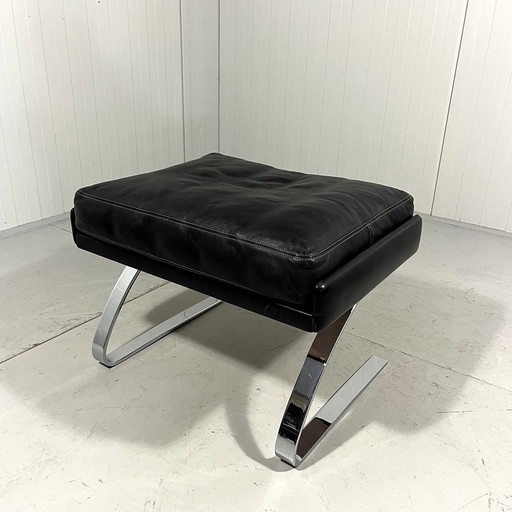 Cor Swing Footstool Hocker Black Leather Adolf Reinhold