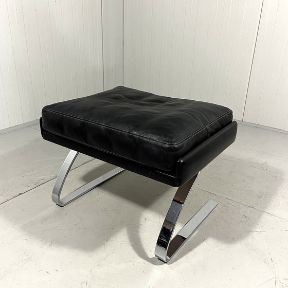 Image 1 of Cor Swing Footstool Hocker Black Leather Adolf Reinhold