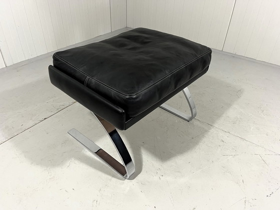 Image 1 of Cor Swing Footstool Hocker Black Leather Adolf Reinhold