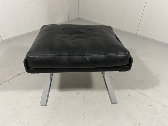 Image 1 of Cor Swing Footstool Hocker Black Leather Adolf Reinhold