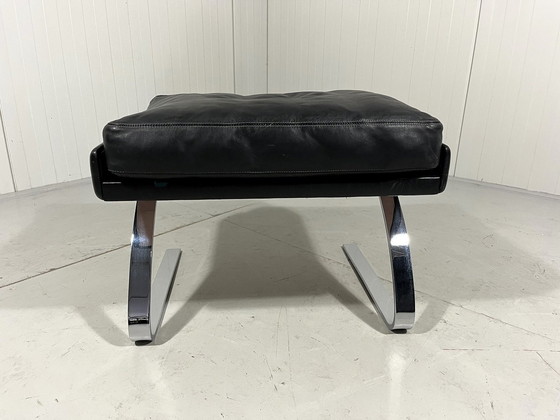 Image 1 of Cor Swing Footstool Hocker Black Leather Adolf Reinhold