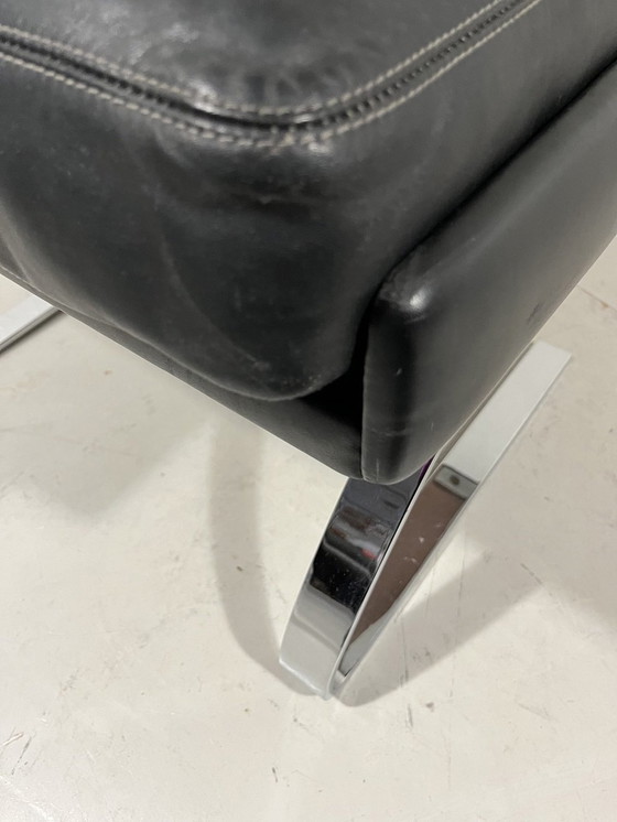 Image 1 of Cor Swing Footstool Hocker Black Leather Adolf Reinhold