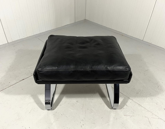 Image 1 of Cor Swing Footstool Hocker Black Leather Adolf Reinhold