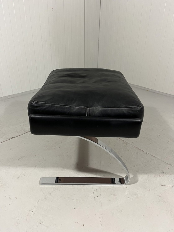 Image 1 of Cor Swing Footstool Hocker Black Leather Adolf Reinhold