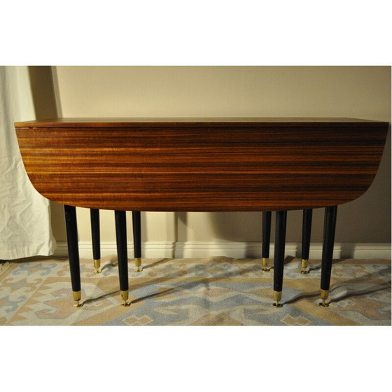 Image 1 of Vintage Drop Leaf Dining Table with eight legs 1960s