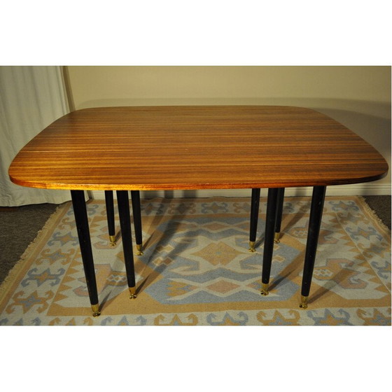 Image 1 of Vintage Drop Leaf Dining Table with eight legs 1960s