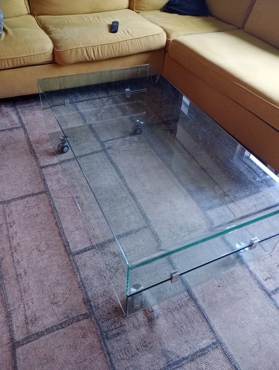 Image 1 of Divisible Glass Coffee Table On Wheels