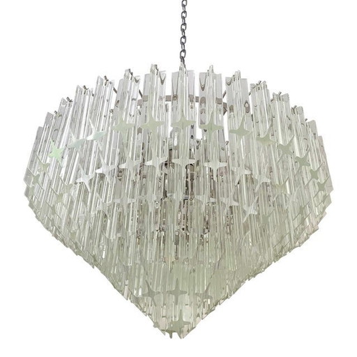 Vintage 1970S Quadriedro Murano Glass Chandelier