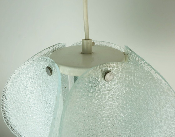 Image 1 of mid century modern 2-light ice glass PENDANT LAMP 1960s 70s