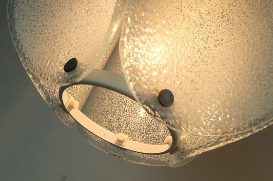 Image 1 of mid century modern 2-light ice glass PENDANT LAMP 1960s 70s