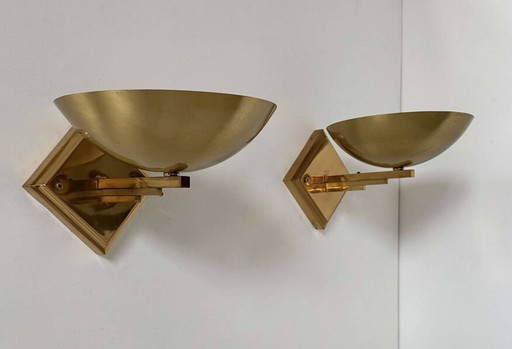 2X Brass Wall Lights - France 1970