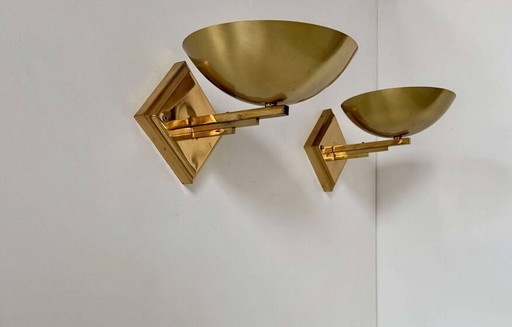 2X Brass Wall Lights - France 1970