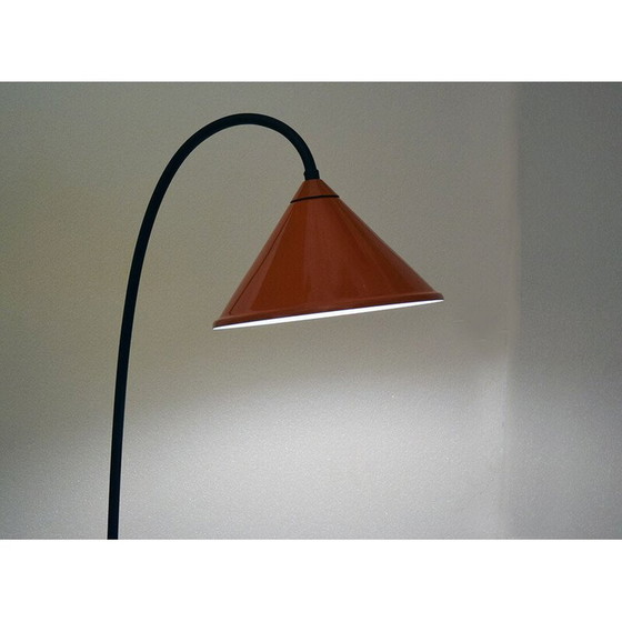 Image 1 of Vintage white wood and metal floor lamp with coffee table and magazine rack, 1950