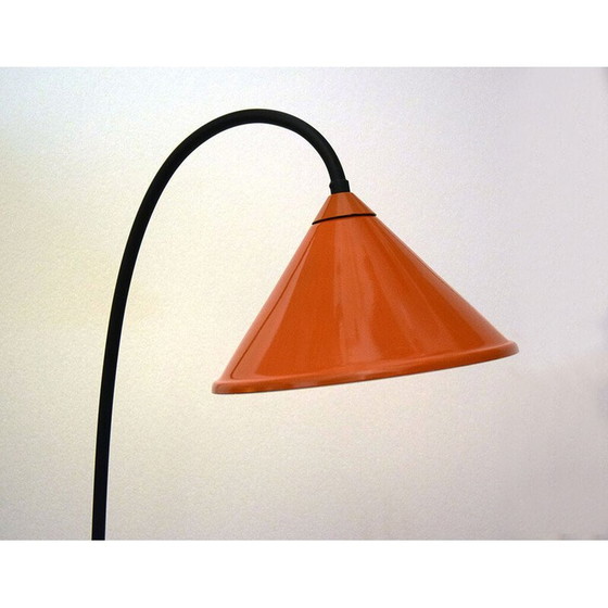 Image 1 of Vintage white wood and metal floor lamp with coffee table and magazine rack, 1950