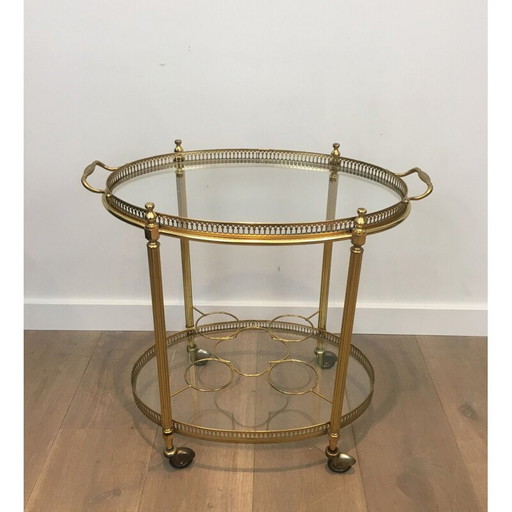 Tavolo vintage ovale con ruote in stile neoclassico, 1970