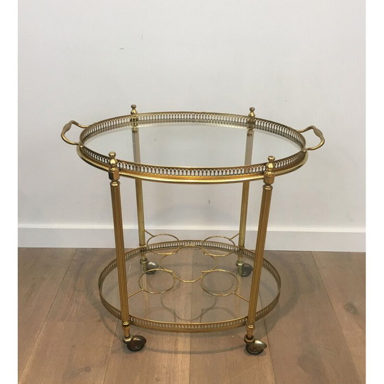 Image 1 of Tavolo vintage ovale con ruote in stile neoclassico, 1970