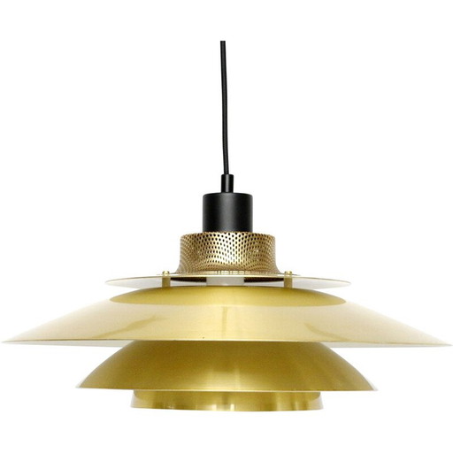 Vintage brass pendant lamp, Denmark 1970