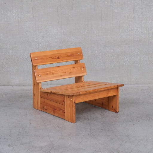 Vintage pine armchair, Belgium 1970