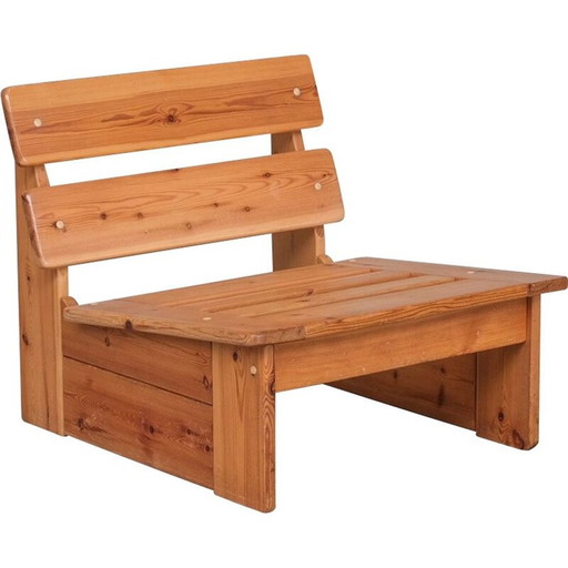 Vintage pine armchair, Belgium 1970