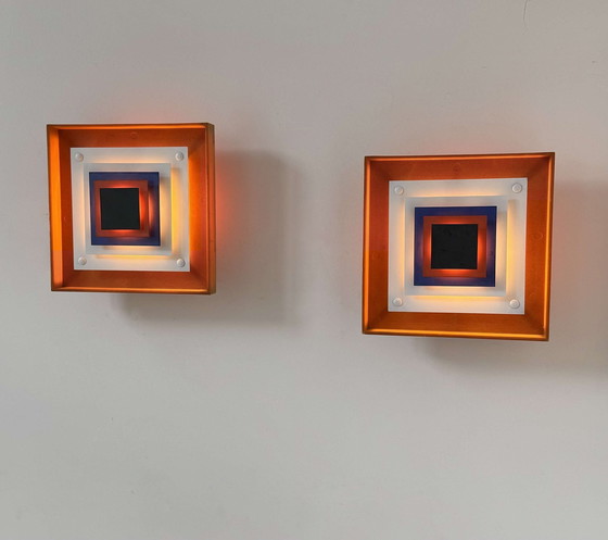 Image 1 of Pair Of Wall Lights By Bent Karlby "Kvadrille" For Lyfa Denmark 1950.