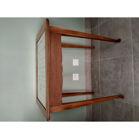 Image 1 of Tavolino laterale in legno d'epoca con piano in vetro, 1920