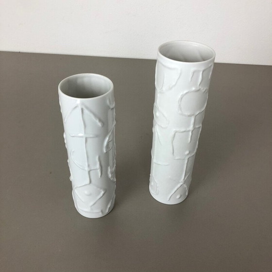 Image 1 of Pair of vintage abstract porcelain vases by Cuno Fischer for Rosenthal, Germany 1980
