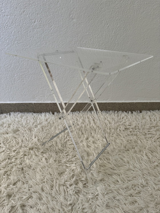 Image 1 of 80's Plexiglas Folding Side Table