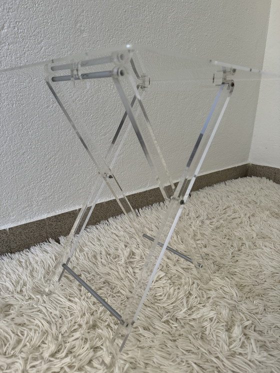 Image 1 of 80's Plexiglas Folding Side Table