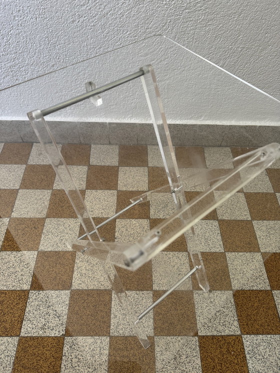 Image 1 of 80's Plexiglas Folding Side Table