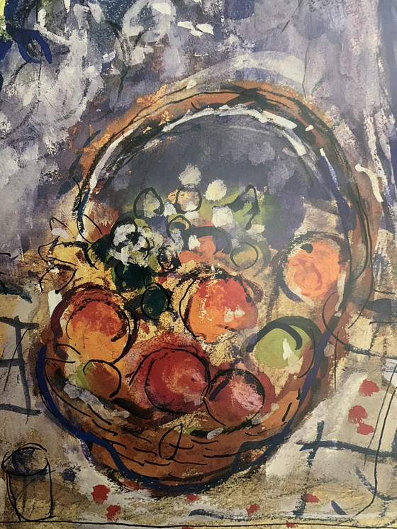 Image 1 of Marc Chagall: "Fruit And Flowers," Signed in the Plate.