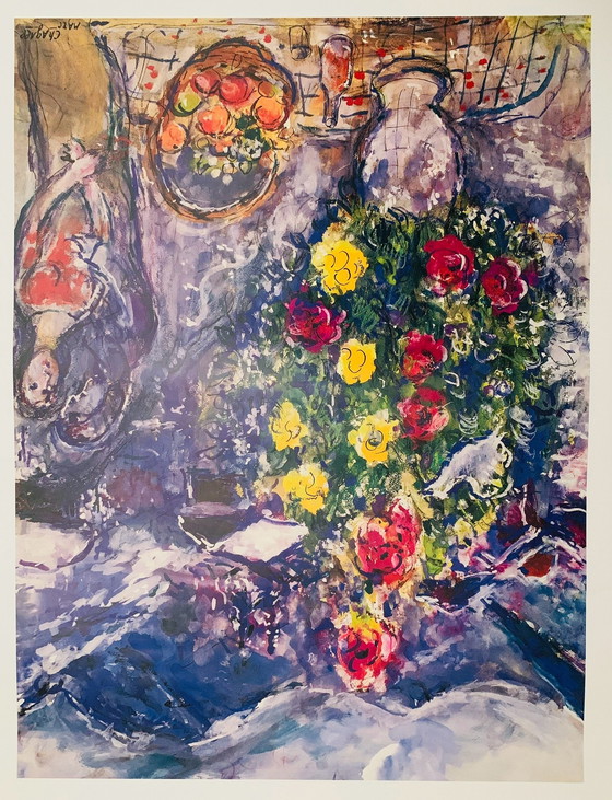 Image 1 of Marc Chagall: "Fruit And Flowers," Signed in the Plate.