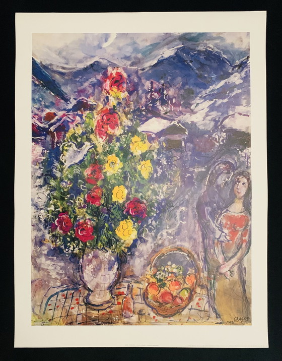 Image 1 of Marc Chagall: "Fruit And Flowers," Signed in the Plate.