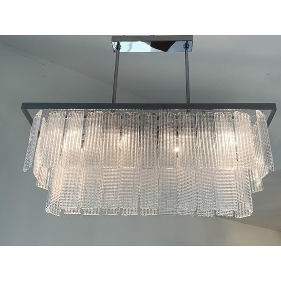 Image 1 of Contemporary Diamond Murano Glass Rectangular Sputnik Chandelier