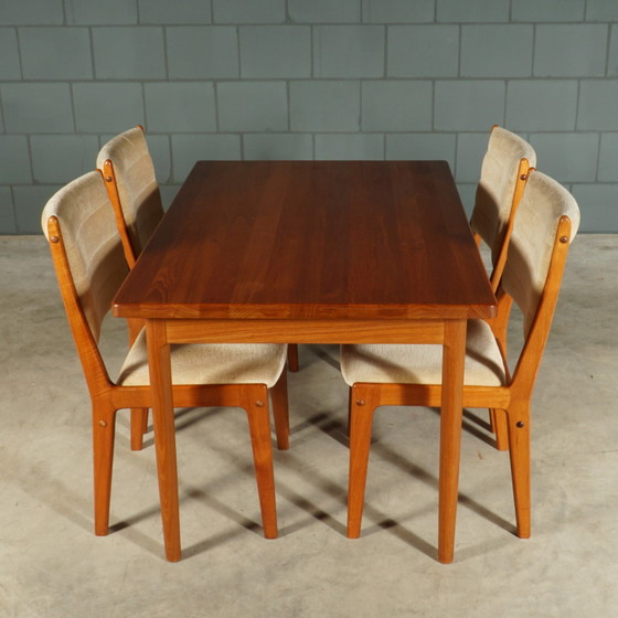 Image 1 of Midcentury Teak Dining Room Set - Table - 4 Chairs