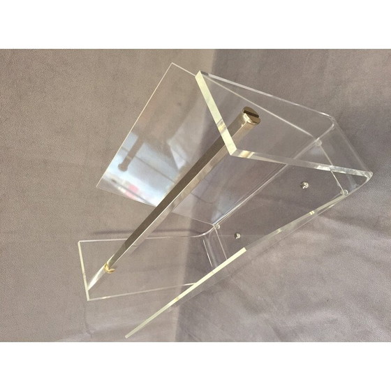 Image 1 of Vintage "Omega" magazine rack in Plexiglas and laition by David Lange for Roche Bobois, 1970