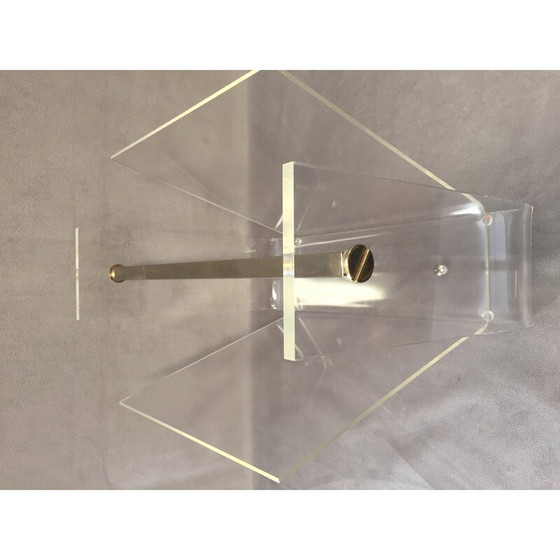 Image 1 of Vintage "Omega" magazine rack in Plexiglas and laition by David Lange for Roche Bobois, 1970