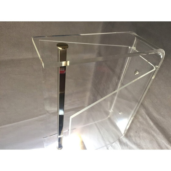 Image 1 of Vintage "Omega" magazine rack in Plexiglas and laition by David Lange for Roche Bobois, 1970