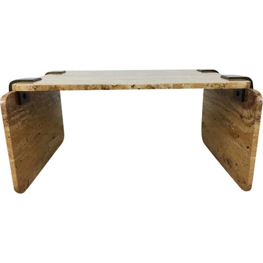 Vintage yellow travertine coffee table, 1970