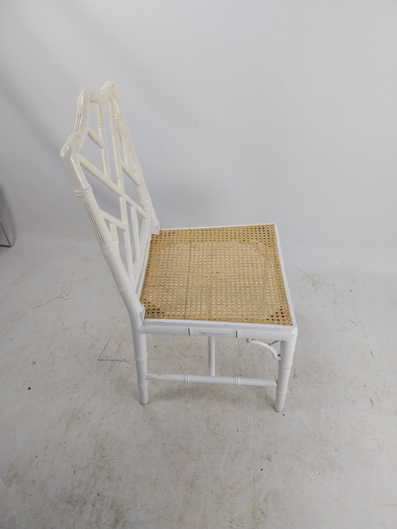 Image 1 of 6 X Faux Bamboo Webbing Chairs In Style By Jonathan Adler