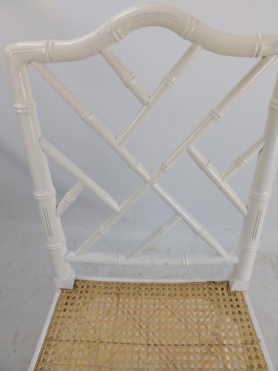 Image 1 of 6 X Faux Bamboo Webbing Chairs In Style By Jonathan Adler