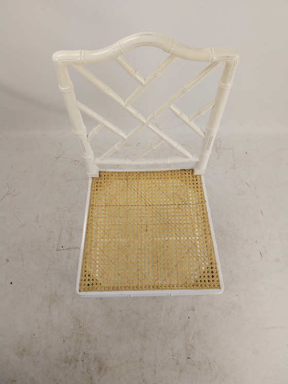 Image 1 of 6 X Faux Bamboo Webbing Chairs In Style By Jonathan Adler