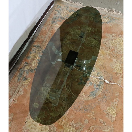 Image 1 of Vintage coffee table in lucite and grey smoked glass by Philippe Jean, 1970